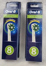 (2) Oral-B Cross Action Electric Toothbrush Total Of 16 Replacement Brush Heads 