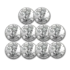 1 oz American Silver Eagle BU (Random Year) - Lot of 10