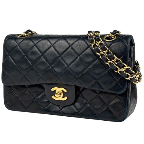 Chanel Matelasse W Flap Chain CC Mark Leather Black Shoulder Bag A01113 #BS2100