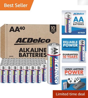 40-Pack ACDelco AA Super Alkaline Batteries with 10- Shelf Life & Max Power