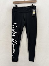 Under Armour UA Favorite Leggings Womens M Black Mid Rise Ankle Script Logo NWT