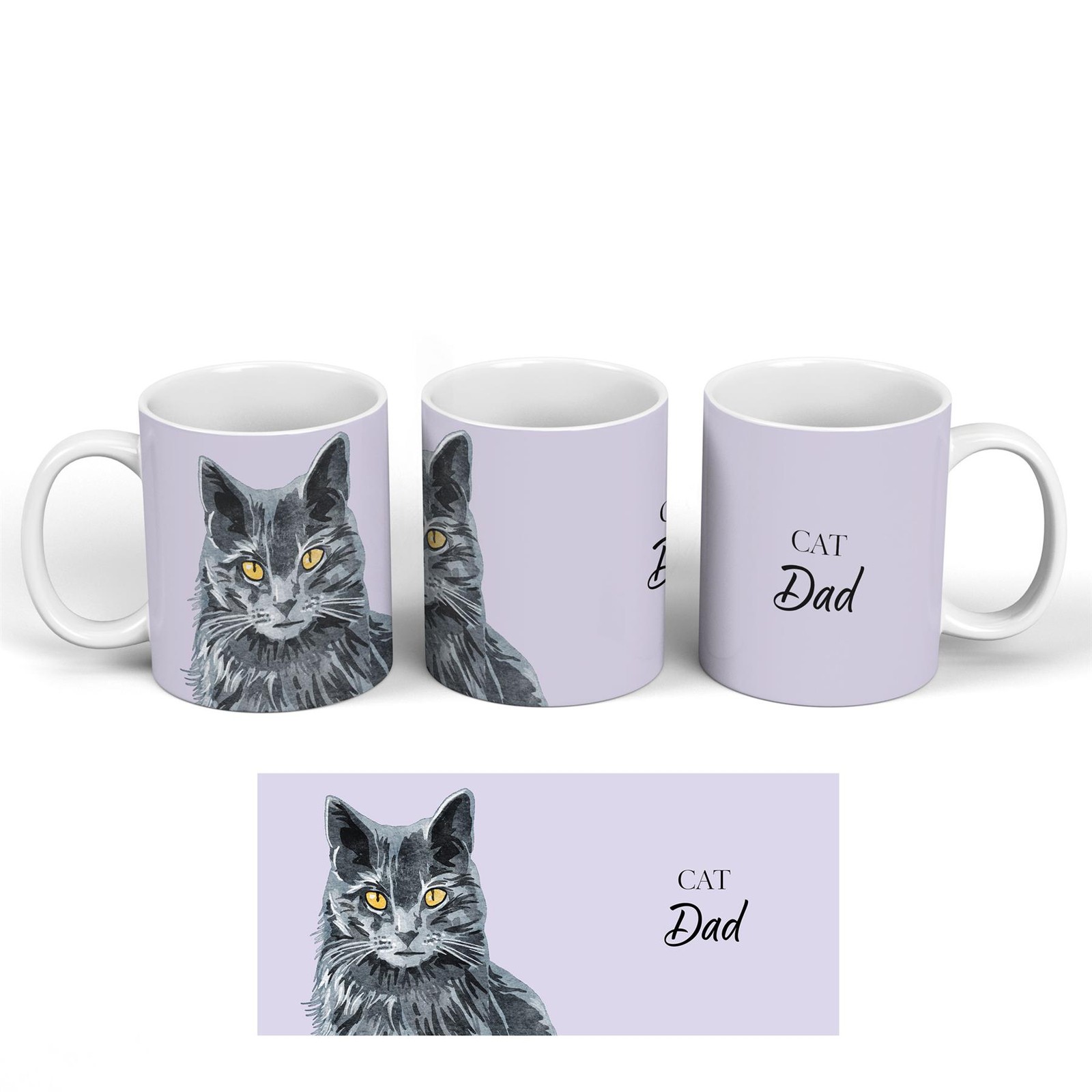 Grey Cat Dad Cat Homeware Decor Giftware Pink Ceramic Classic Mug