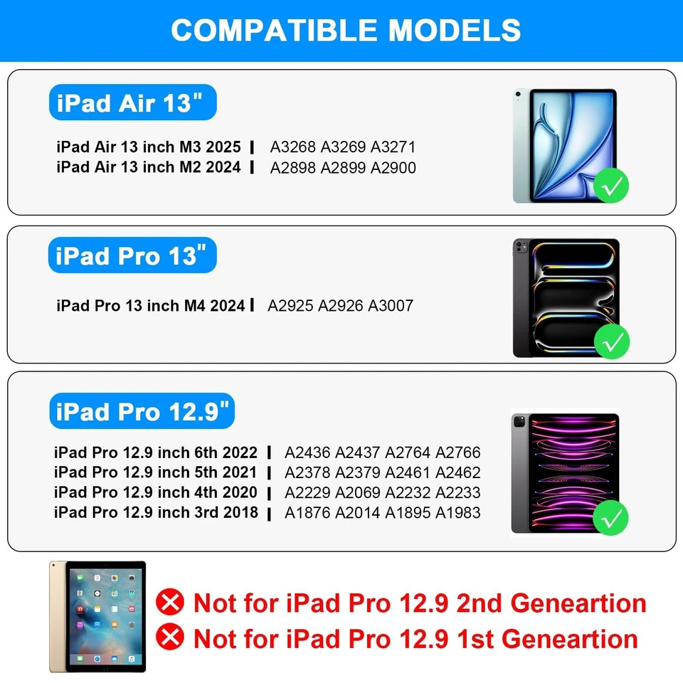 for iPad 13 pro case with Keyboard & iPad Air 13 inch case Keyboard, Rainbow ... - Image 2 of 4