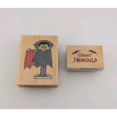 Dracula Rubber Stamps Set Of Two Vampire Halloween Count Sugarloaf Maple