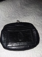 Vtg Genuine Leather Wallet Kiss Lock Coin Purse Credit Card Holder Multi