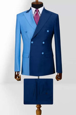 Men Suit Double Breasted Peak Lapel Blazer Leisure Groom Tuxedo Wedding Custom