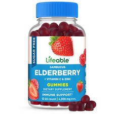 Sugar Free Elderberry Gummies with Vitamin C and Zinc  60 Gummies