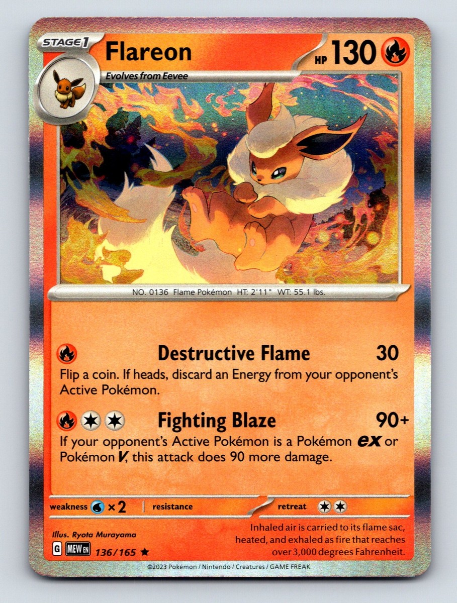 Stage 1 Flareon HP 130 Destructive Flame Rarity Orange Fire