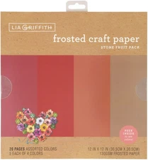 Lia Griffith Frosted Craft Tissue Paper 12"X12" 20/Pkg-Stone Fruit-Reds