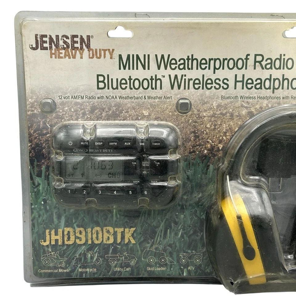 Mini radio AM/FM/WB/BT resistente a la intemperie Jensen NOAA con auriculares sin usar Foto 2 de 4