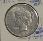 1928 US Peace Silver Dollar $1 XF (Cleaned) Key Date