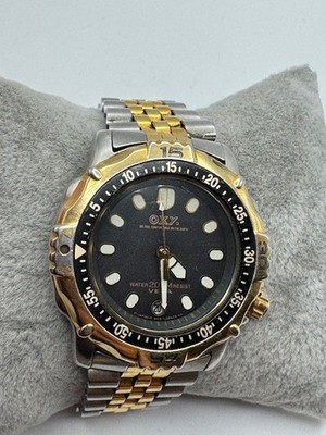 Vintage Men's Citizen Vega Oxy Diver's Two Tone Quartz Watch New Battery