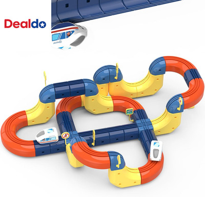 Electric Train Set with 3D Magic Flexible Race Tracks for Kids, Race Car Track E