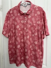 IZOD Men s XXL Polo Shirt Saltwater Rose Pink Palm Tree Pineapple Sun Shield