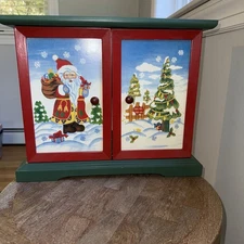 Vtg Thomas Pacconi Classic Wood Christmas ADVENT CALENDAR Drawers w 21 Ornaments