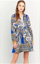 Free People Say You Love Me Mini Dress Babydoll White Multicolor Floral XS