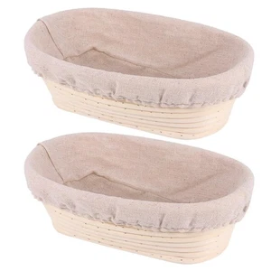 10 inch Oval Bread Proofing Basket Set of 2 Sourdough Rising Bowl with Cloth - Picture 1 of 8