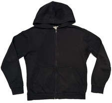 H M HOODIE BOYS 10-12 BLACK ORGANIC COTTON FLEECE FULL ZIP KANGAROO POCKET H  M