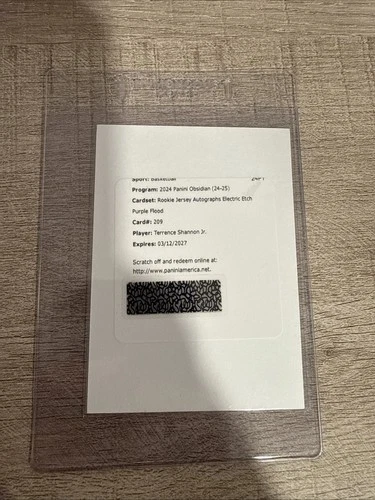 2024 Obsidian TERRENCE SHANNON Rookie Jersey Auto Electric Etch Purple Flood