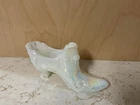 Fenton Cabbage Rose White Iridescent Shoe Slipper Art Glass Sticker