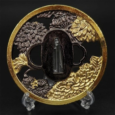 Japanese Tsuba Sword Guard Katana SY chrysanthemum illustration made of alloy mo