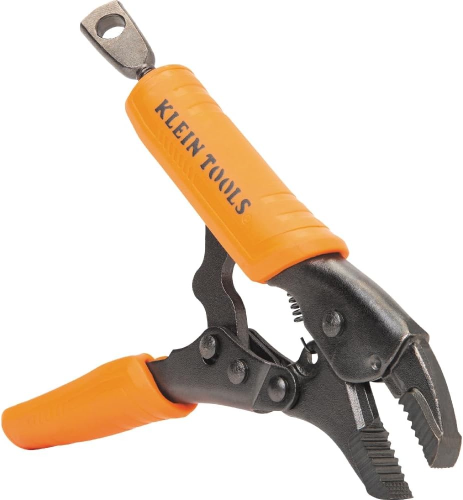 Klein Tools 38600 Curved Jaw Locking Pliers with Quick 5-Inch, Black, Orange