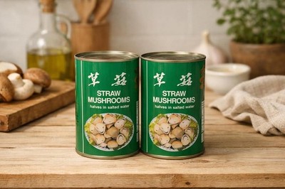 Ganze Strohhalme Pilze in Wasser 425g 2er Pack für Suppe Pommes Frites und gebratenen Reis