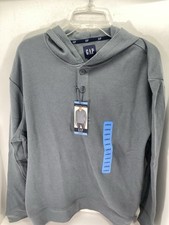 Gap Waffle Henley Hoodie Shirt Men Size Large Gray Long Sleeve Pullover NWT