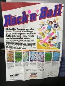 Rock n Ball Pinball Nintendo NES Game 1989 Complete CIB Manual Poster Tested!