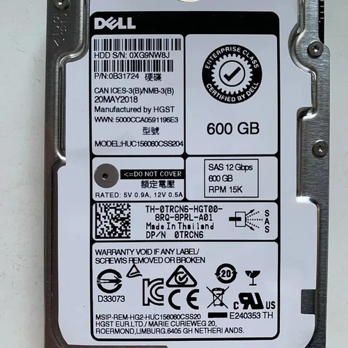 Dell TRCN6 0TRCN6 600GB 15K SAS 2.5" 12Gb/s HDD Hard Drive HUC156060CSS204 - Bild 3 von 5
