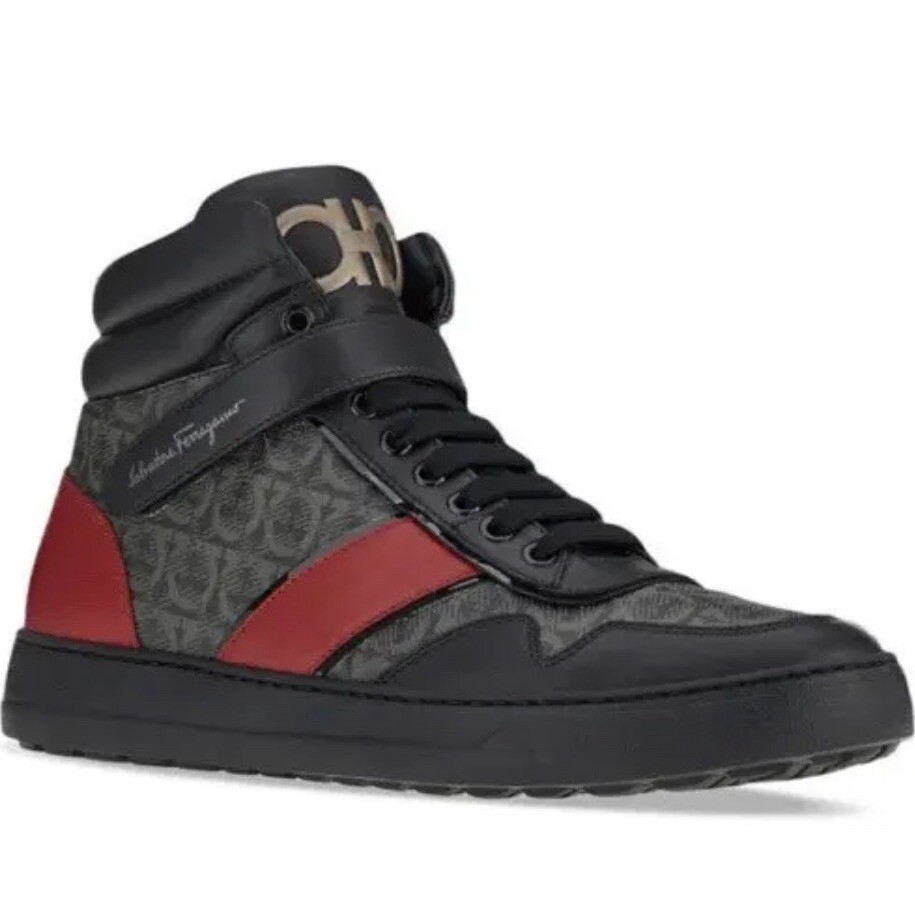 New Salvatore Ferragamo Noe 14 M Leather High Top Men Shoes New Salvatore Ferragamo Noe 14 M Leather High Top Men Shoes