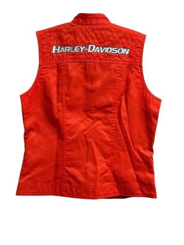 Harley Davidson Damen Weste Gr. Small Top rot Full Zip vorne Klettverschluss Ausschnitt - Bild 2 von 9