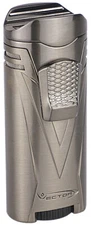 Gunmetal Satin Vector Ironquad Quad Flame Jet Torch Cigar Butane Lighter - 9310