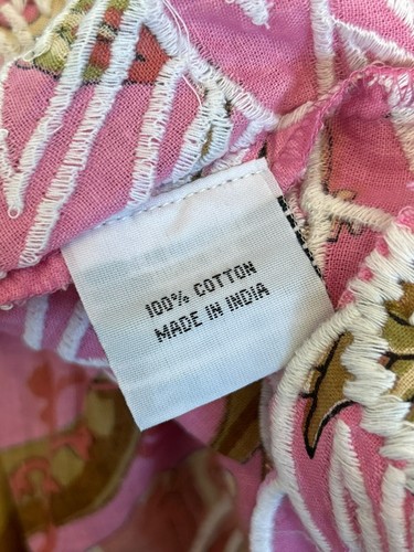 Juliet Dunn Bohemian Pink Retro Floral Embroidered Baby Doll Mini Dress Sz 3 - Picture 6 of 6