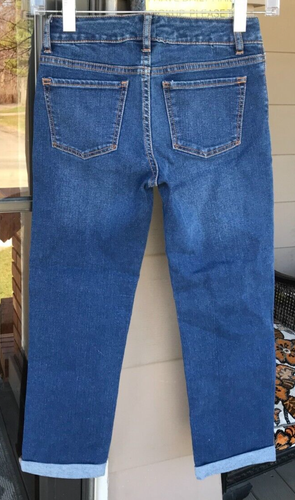 Girls GAP sz 8 Regular Stretch Straight Blue Jeans NWT Adj Waist Roll Cuff D7 - Picture 5 of 9