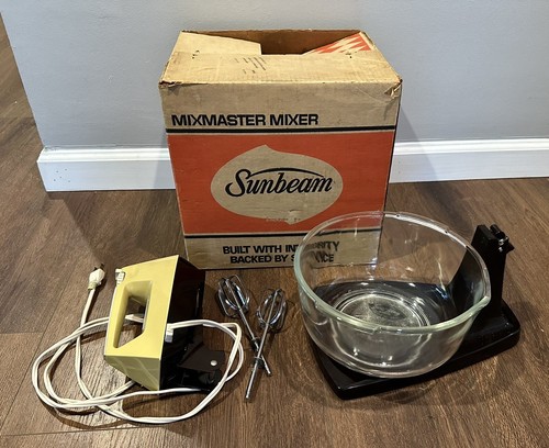 Vintage Sunbeam M12 Mixmaster Stand & Handheld Food Mixer Beater Fire-King Bowl - Picture 5 of 11
