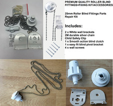 25mm Premium Roller Blind Fittings Kit Metal Brackets Fixing Spare Part White