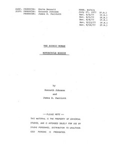 Classic Script The Bionic Woman Motorcycle Boogie Richard Anderson Notes (copy)