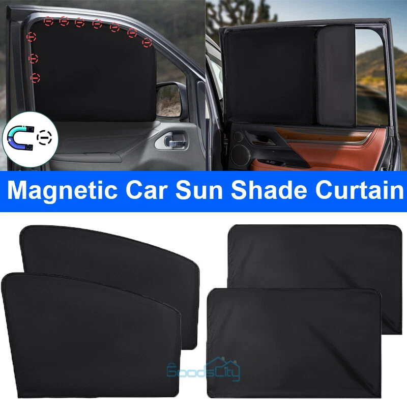 Cubierta protectora magnética parasol de ventana delantera y trasera lateral para automóvil 4 piezas protección UV Foto 2 de 4