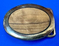 Solid Brass And Wood Vintage Oval Belt Buckle To Restore Or Refinish