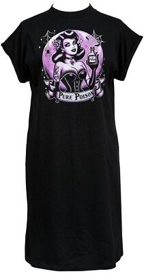 Pure Poison Damen High Neck T-Shirt Kleid Gothic Lowbrow Pin-Up Rockabilly