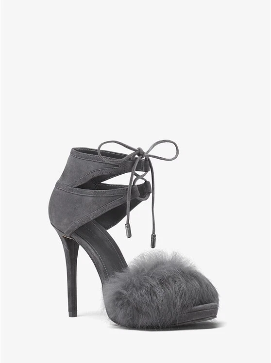 Michael kors remi fur outlet and suede sandal
