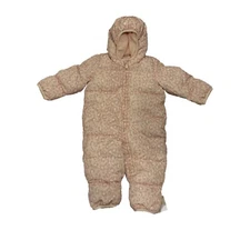 Baby Gap Cold Control Snow Suit Size 6M-12M Bunting Pink Leopard Print