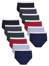 12 Pack Men's Cotton Briefs Tag-Free Classics Elastic Waist Moisture Wicking