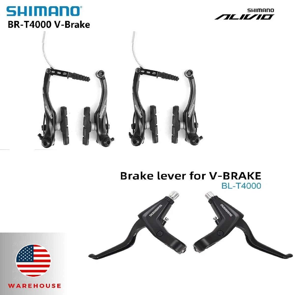 New Shimano Alivio BR T4000 BL T4000 V Brake Lever Set For MTB Black