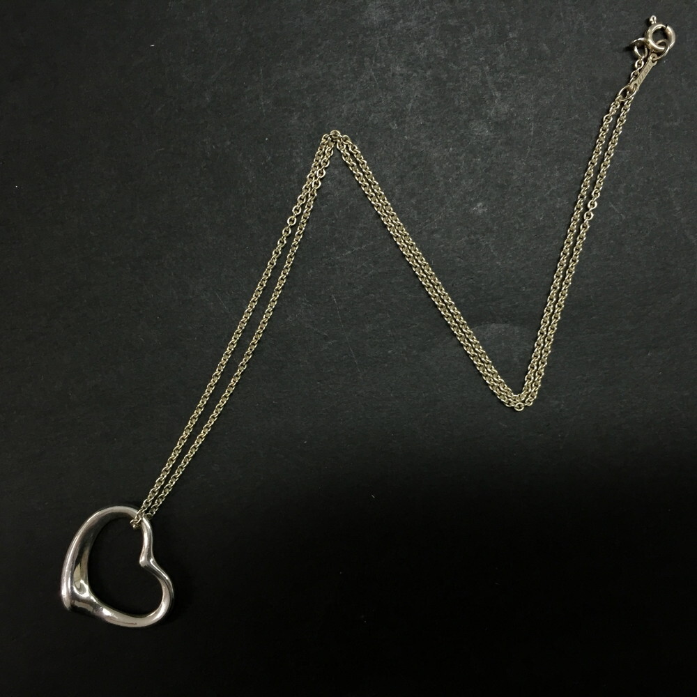 TIFFANY&CO. Silver 925 Elsa Peretti Open Heart Pendant Necklace/3AF0274