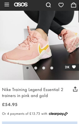 LADIES NIKE LEGEND ESSENTIAL PINK TRAINERS UK rrp ASOS