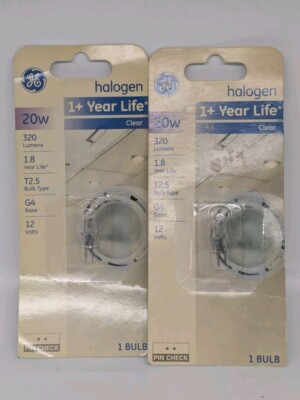 2 GE Specialty Halogen  20w  T2.5 Bulb Type G4 Base 12 Volts