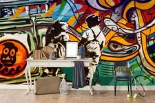 3D Graffiti Kids Self-adhesive Removable Wallpaper Murals Wall Sticker FC
