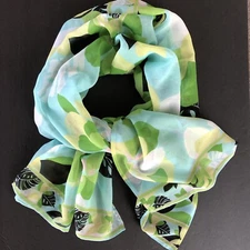 Gottex Silver Womans Polyester Rectangular Scarf 56 x 24 Green Blue Yellow Black